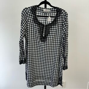 Vineyard Vines Gingham Tunic Dress with Beaded Trim – Size S